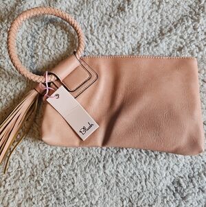 Blush Peach Wristlet Clutch with Braided Ring Handle